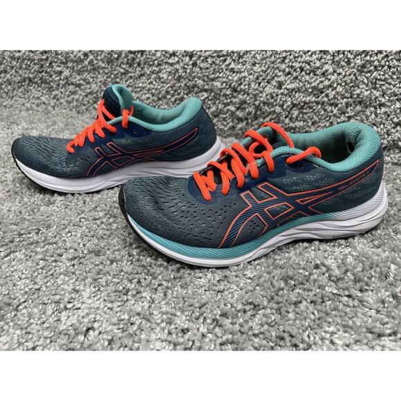 ASICS Gel Excite 7 Women’s Size 7 Running Sneaker Shoe Grey Teal Orange - Picture 4 of 10